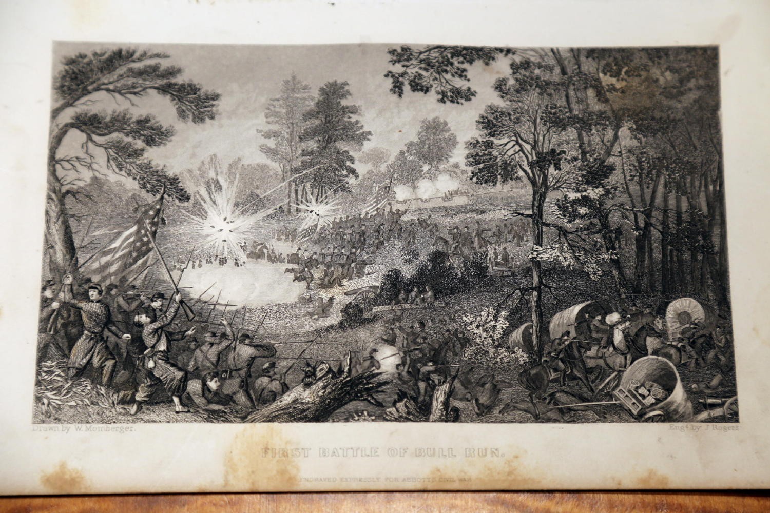 1866 ANTIQUE GREAT REBELLION CIVIL WAR ENGRAVING OF THE FIRST BATTLE OF BULL RUN