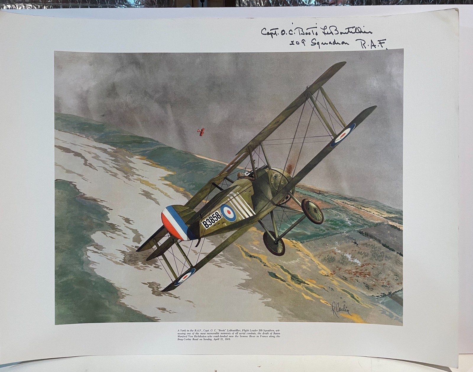 WWI Ace Signed Art Print Richthofen Red Baron Death LeBoutillier Fokker Sopwith
