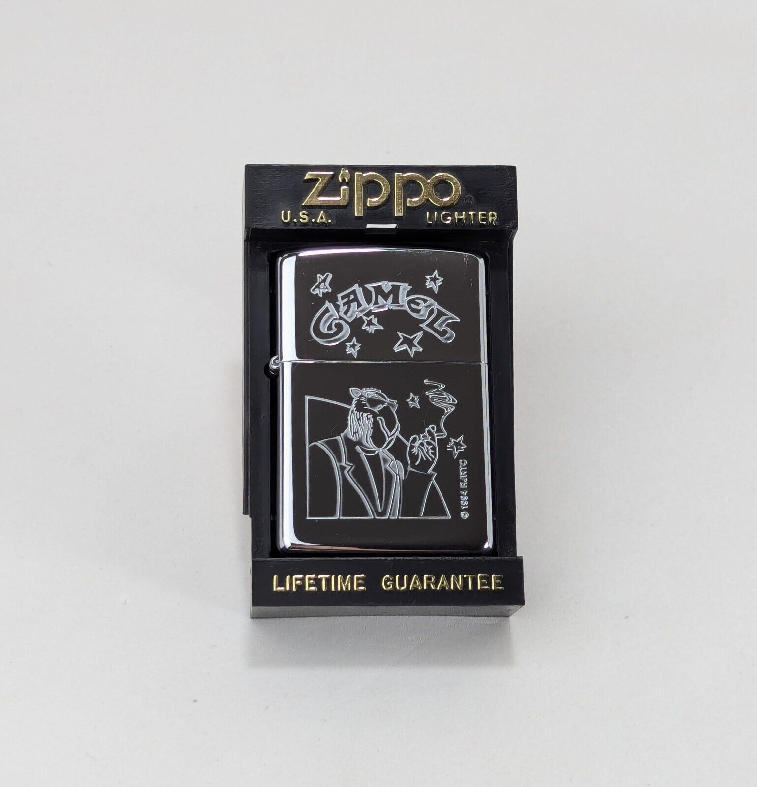 Vintage 1994 Zippo Camel Joe Polished Chrome Etched UNFIRED Lighter w/ Box 🔥
