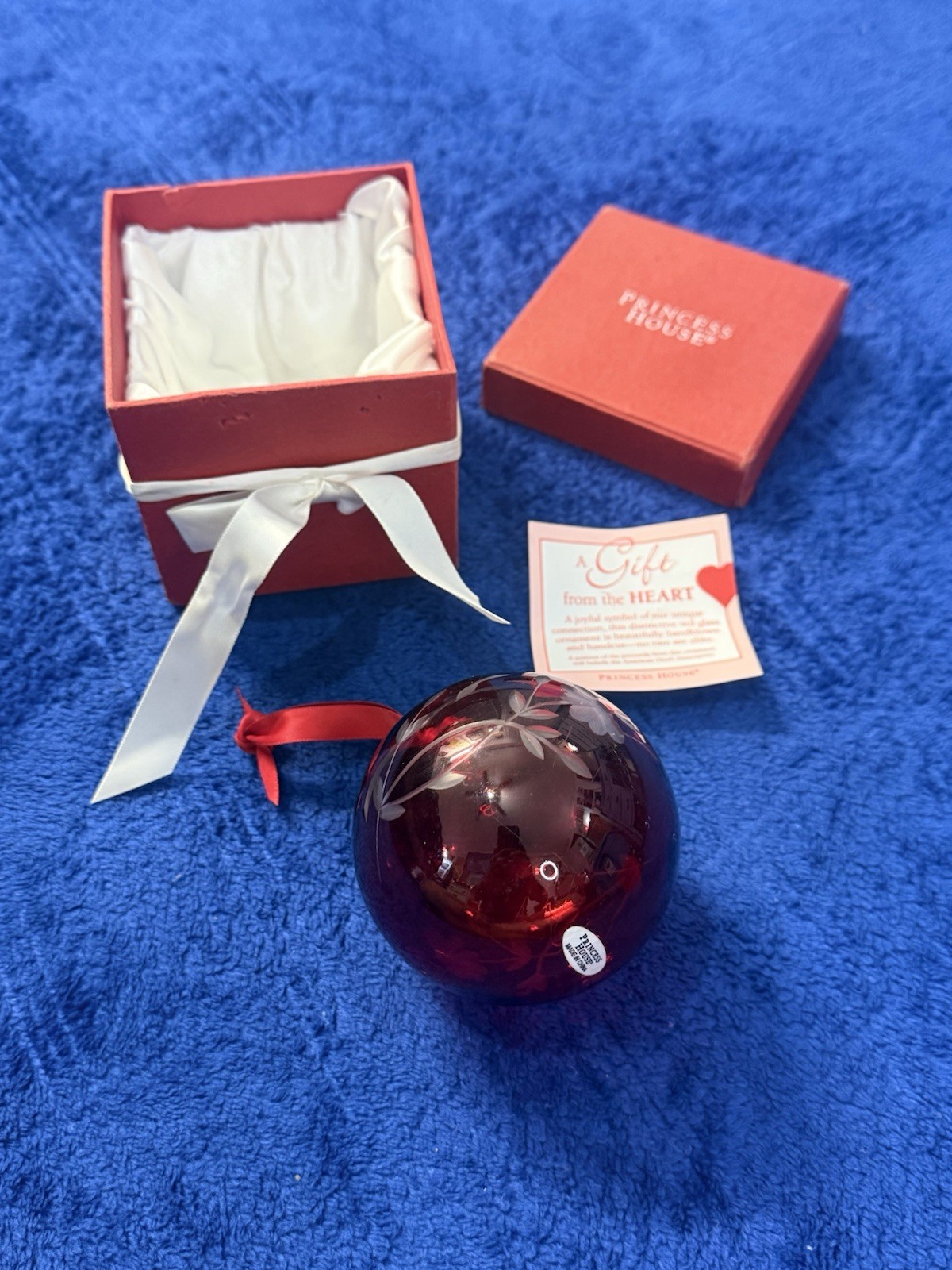 Princess House #6231 Red Crystal Glass Christmas Ornament Hand Blown w/ Box