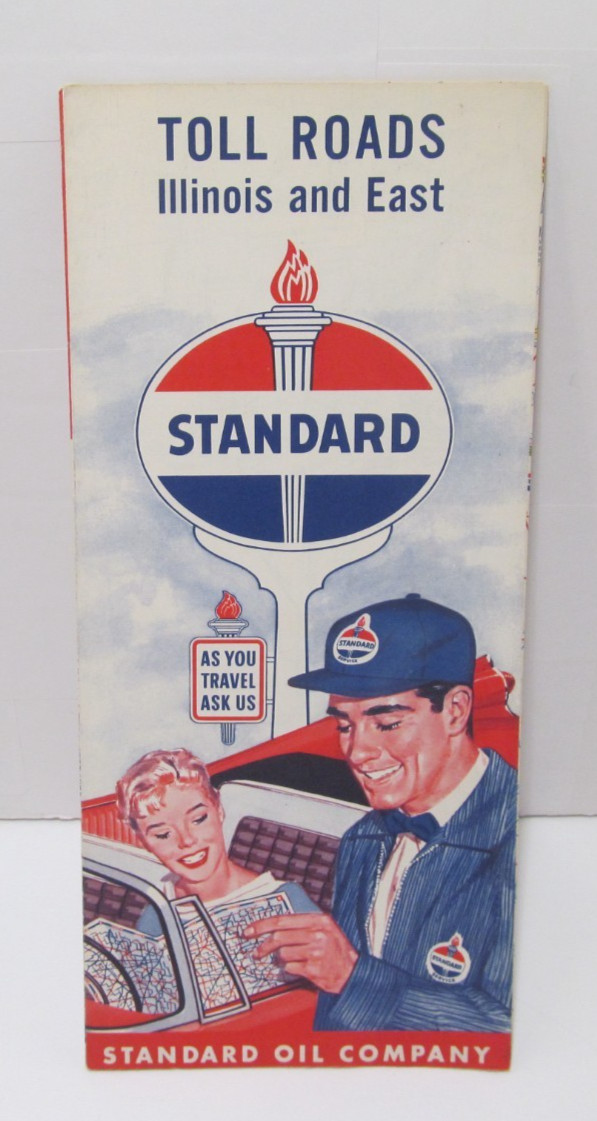Vintage 1959 Standard Oil Company Toll Roads Illinois and East Road Map