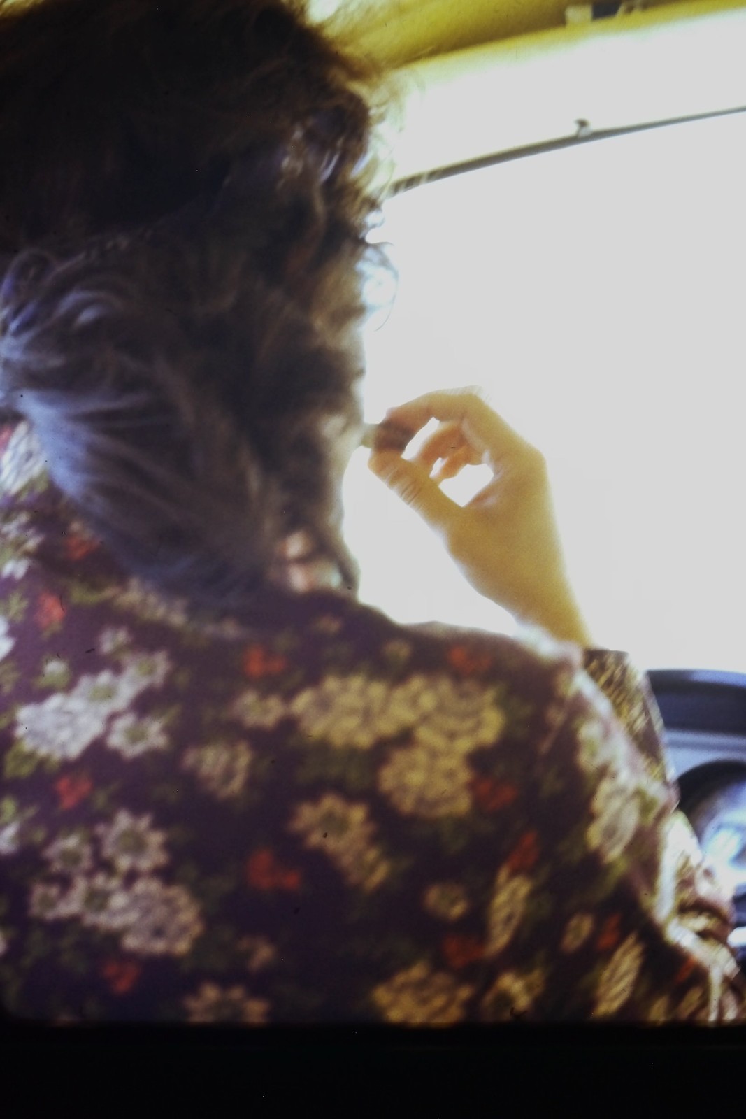 c1970\'s Kodachrome 35mm Slide, Person Passenger Traveling Automobile Window c1970\'s Kodachrome 35mm Slide, Person Passenger Traveling Automobile Window