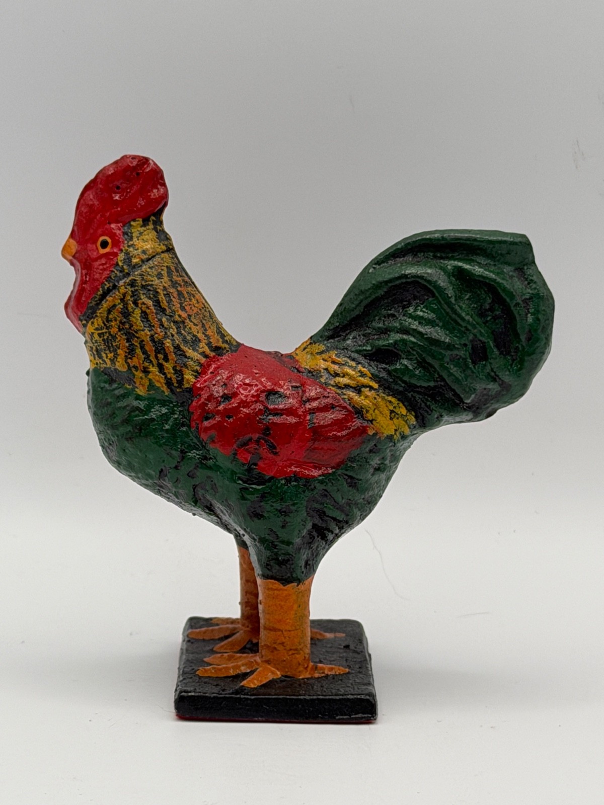 Vintage Cast Iron Rooster Figurine Farmhouse Country Kitchen Decor