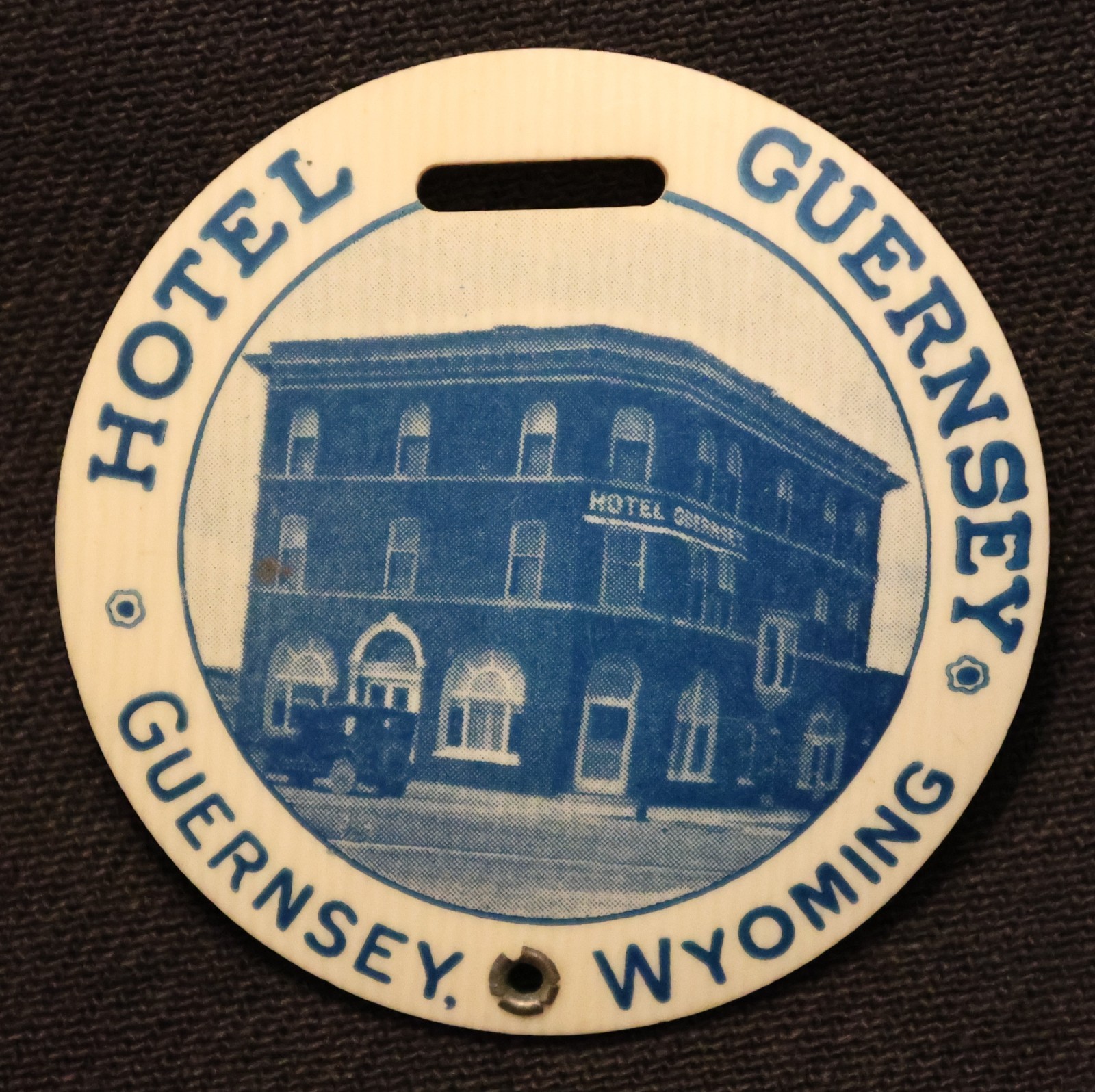 Antique Hotel Guernsey - Wyoming Luggage Tag / Watch Fob