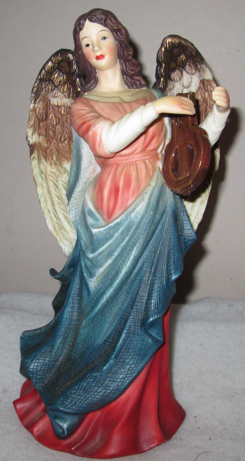 O\'WELL Porcelain Angel Figurine Hand Painted with Lyre, 10.25\