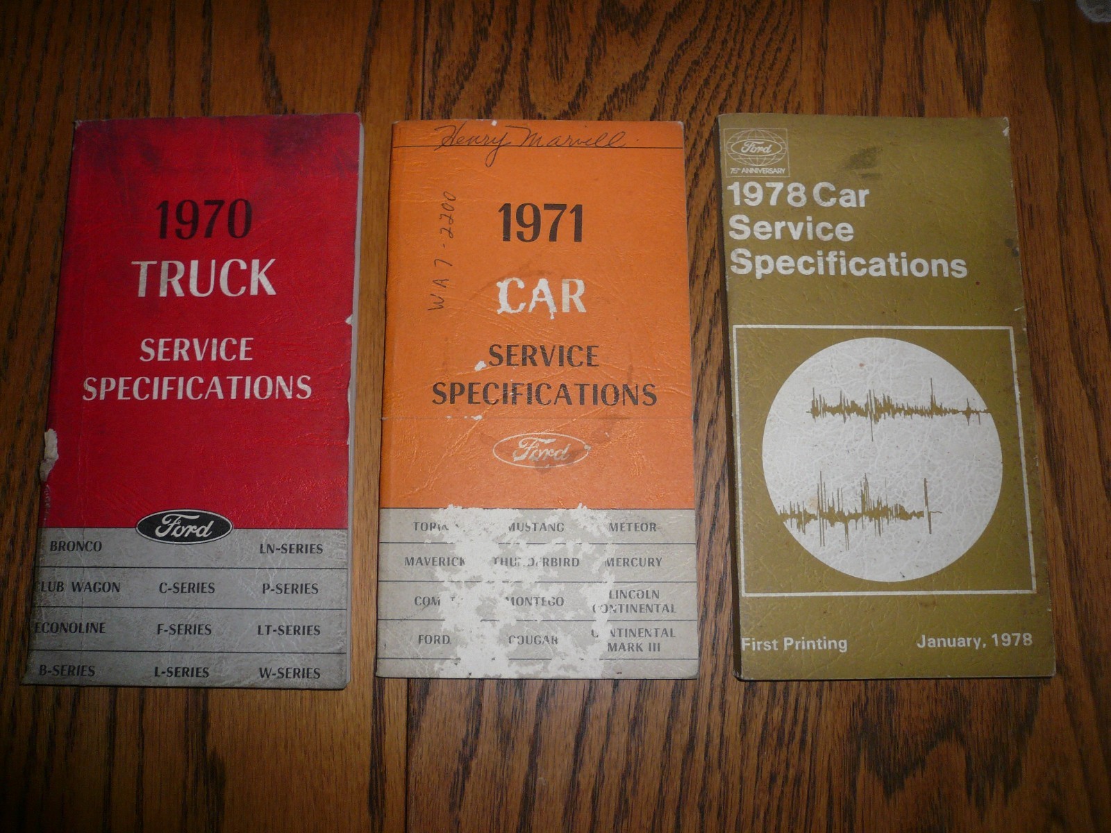 1970 1971 1978 Ford Car & Truck Specification Books - Lot of Three