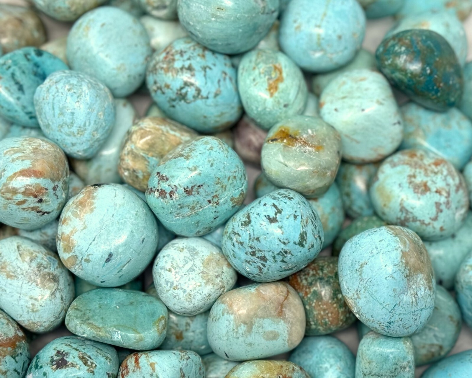Peruvian Turquoise Tumbled Stones: Choose Ounces or lb Wholesale Bulk Lots