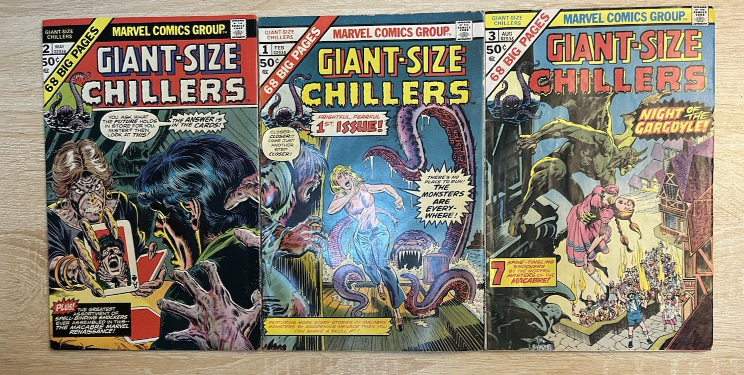 Giant-Size Chillers #1 2 3 Full Set Lot 1974-1975 Marvel Bronze Age Horror VG