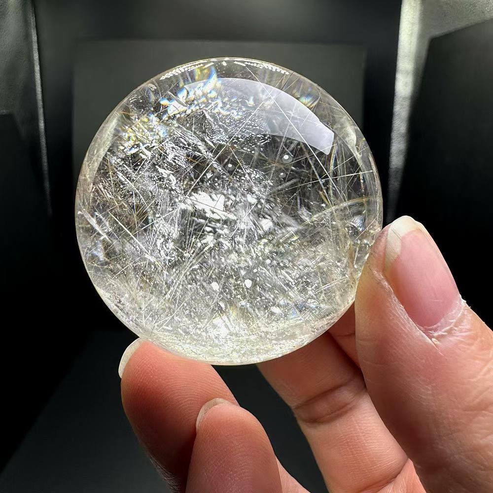 140g Natural Rutilated Quartz Sphere Crystal Energy Ball Reiki Healing Decor