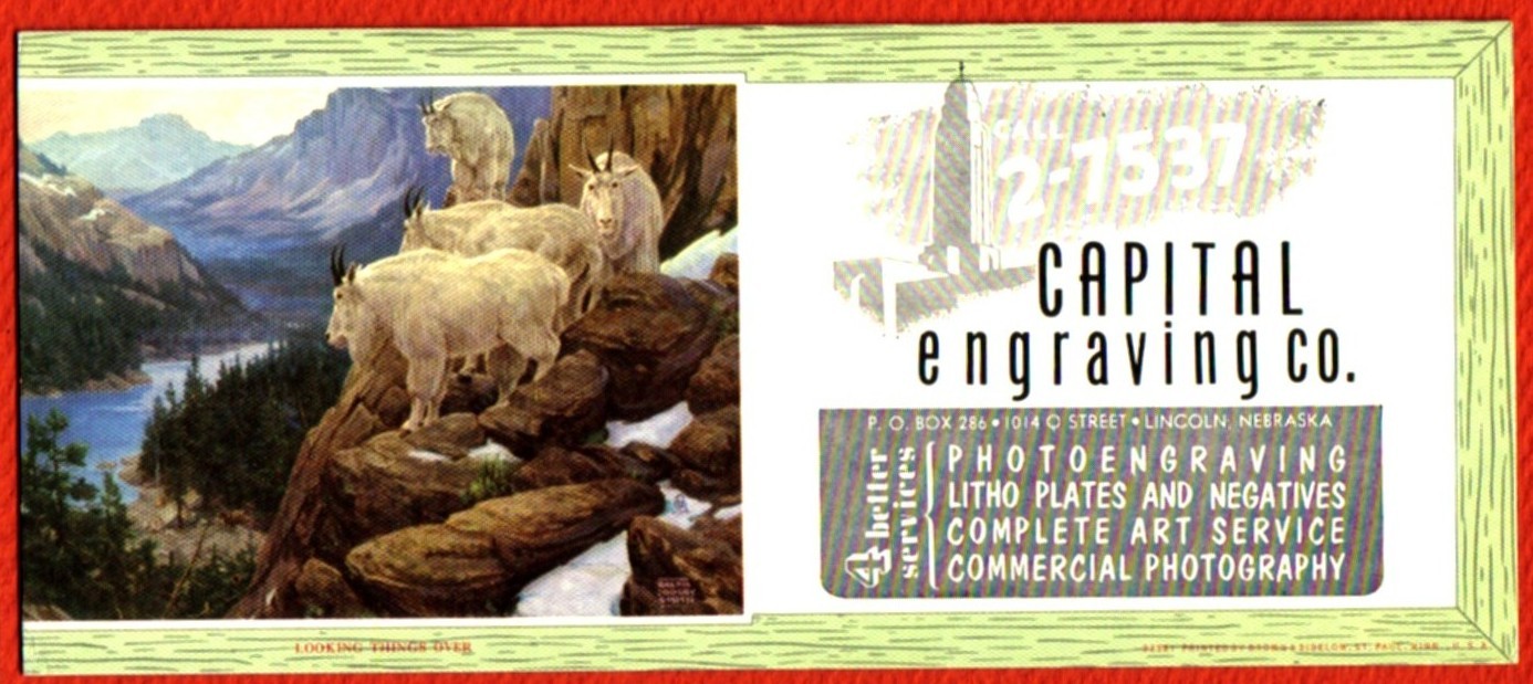 Old Capitol Engraving INK BLOTTER Lincoln Ne Mountain Goats Ralph Smith Unused