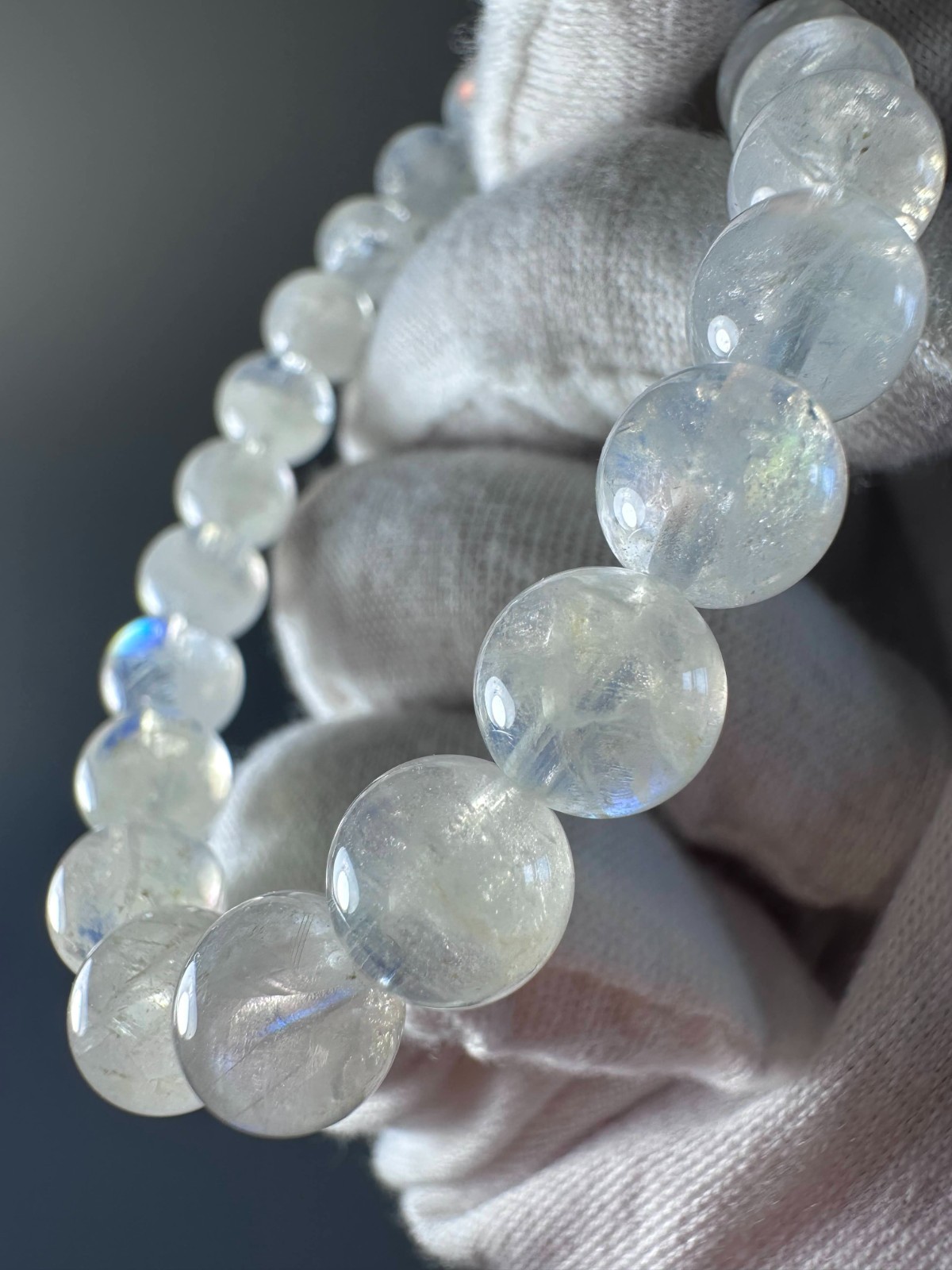 Genuine Madagascar Rainbow Moonstone Bracelet 8.5 mm 9mm 10mm Glowing Blue Flash Genuine Madagascar Rainbow Moonstone Bracelet 8.5 mm 9mm 10mm Glowing Blue Flash