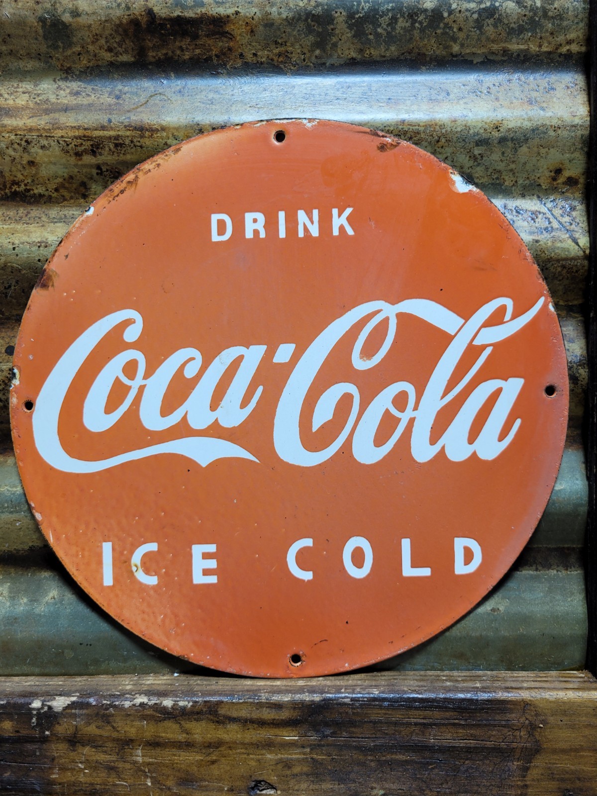 VINTAGE COCA COLA PORCELAIN SIGN COKE BEVERAGE ICE COLD SODA POP DRINK STORE 12\