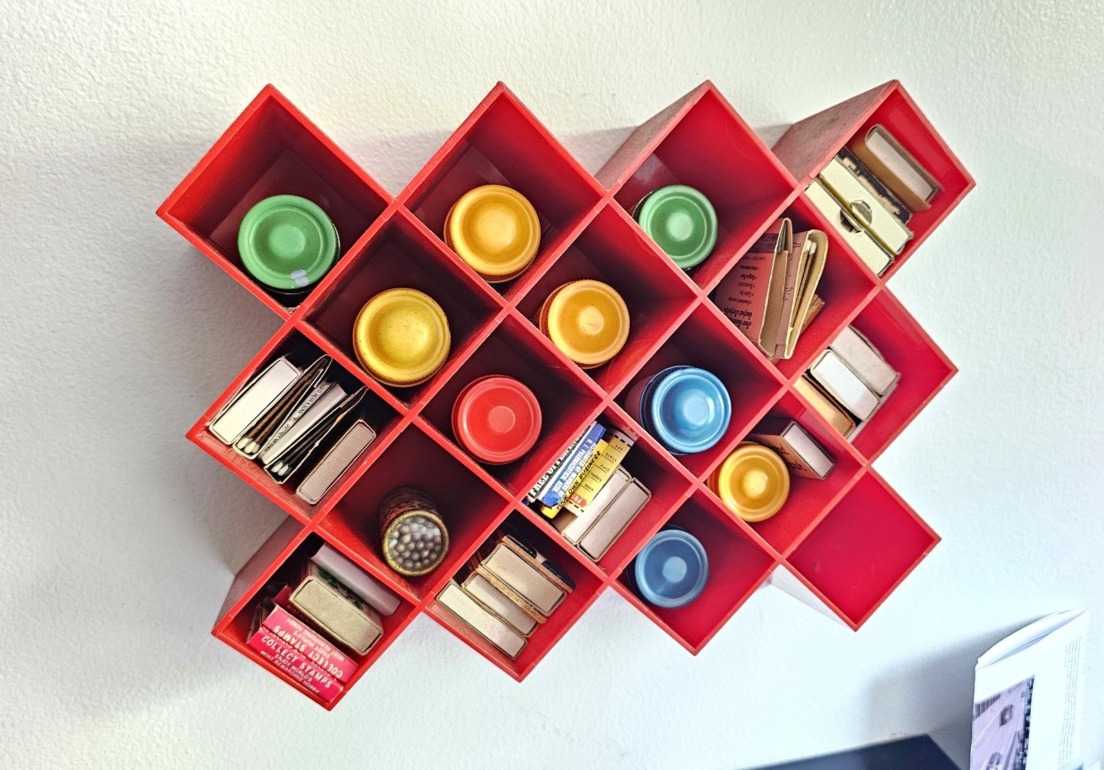 RED MCM PLASTIC SMALL RACK FOR STORAGE ANY KIND OF STUFF YOU LIKE 60s GOOD CONDI
