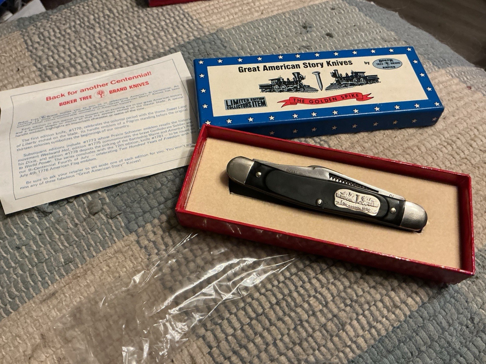 Great American Story Golden Spike Boker USA 3 Blade Stockman Knife