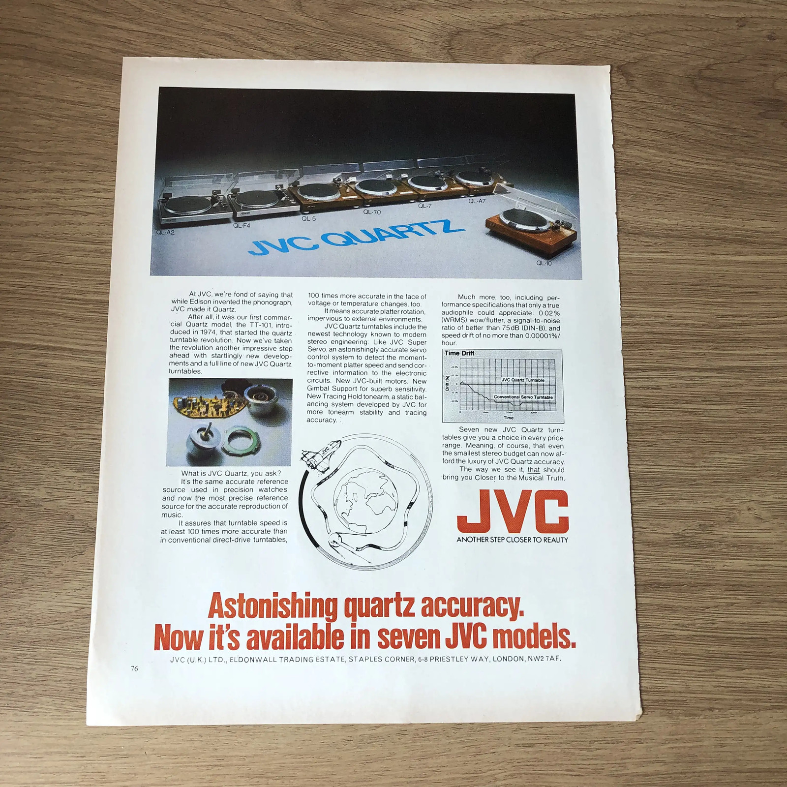 HIFIS06 MAGAZINE ADVERT 11X8 JVC QUARTZ MODEL TURNTABLES QL-A2 & QL-10