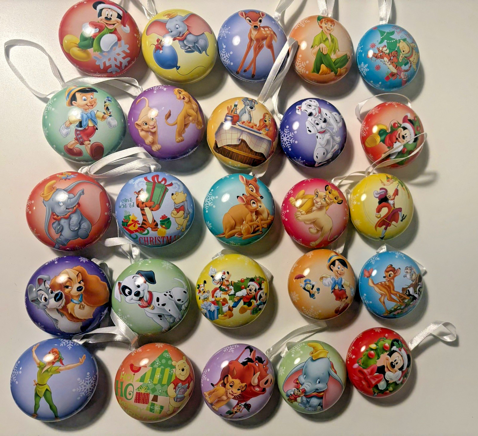 25 Hallmark Disney Countdown to Christmas Fillable Ornament Set Advent Complete