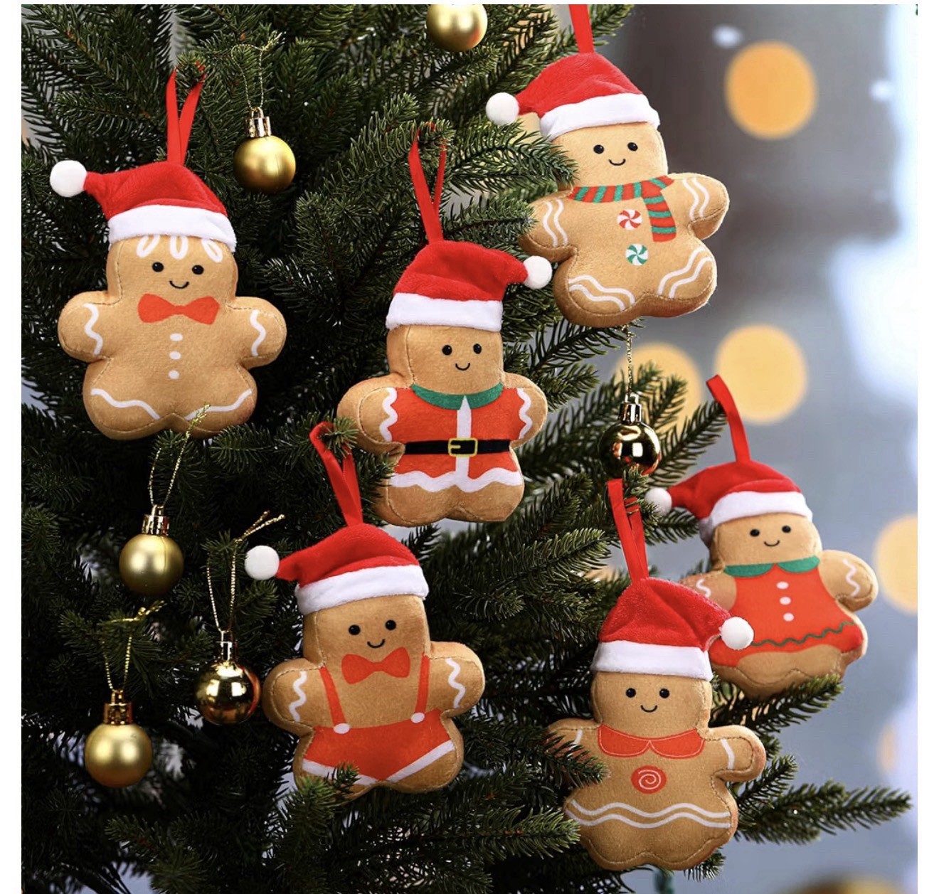 6 Pcs Christmas Gingerbread Stuffed Man Plush Gingerbread Doll Cute Gingerbre...