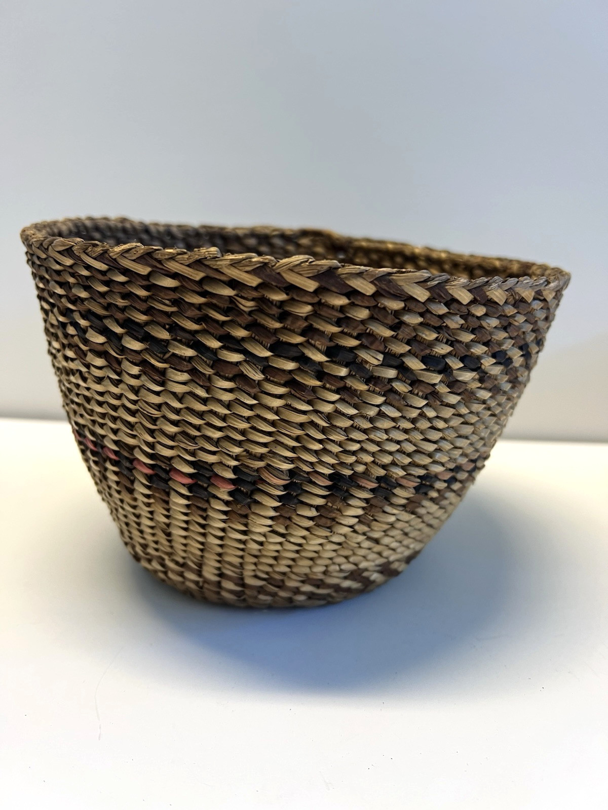 Antique Native American Indian Twined Hand Woven Basket; Late 1890's; Lot #G1 Antique Native American Indian Twined Hand Woven Basket; Late 1890's; Lot #G1
