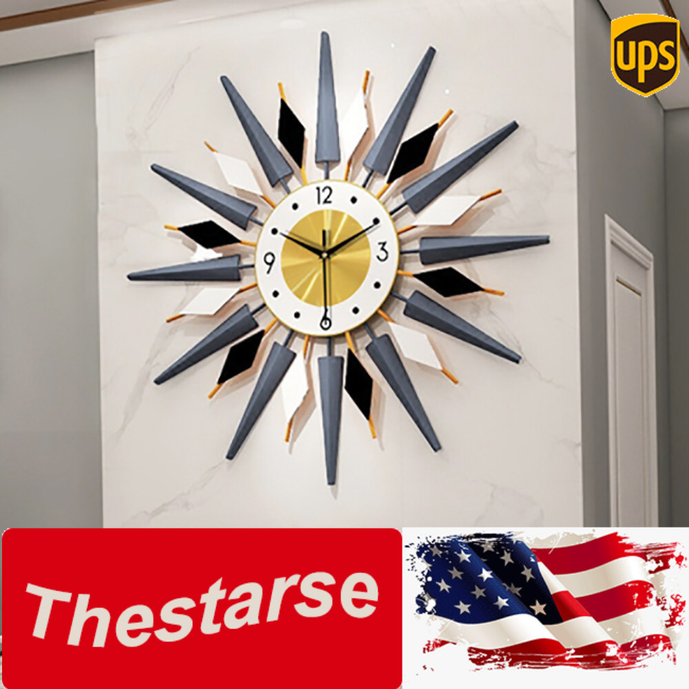 60x60cm Large Retro Metal Art Clock Mid Century Modern Wall Vintage Wall Clock