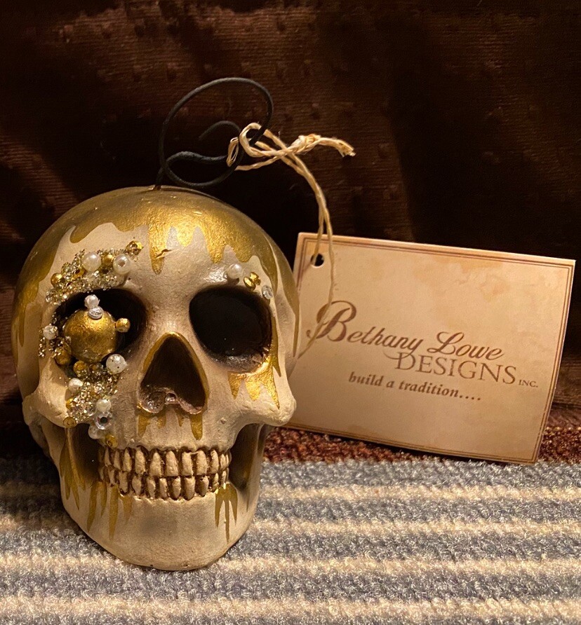 2 Bethany Lowe Halloween Skull Place card Picture holder or ornament, TJ9523 NWT