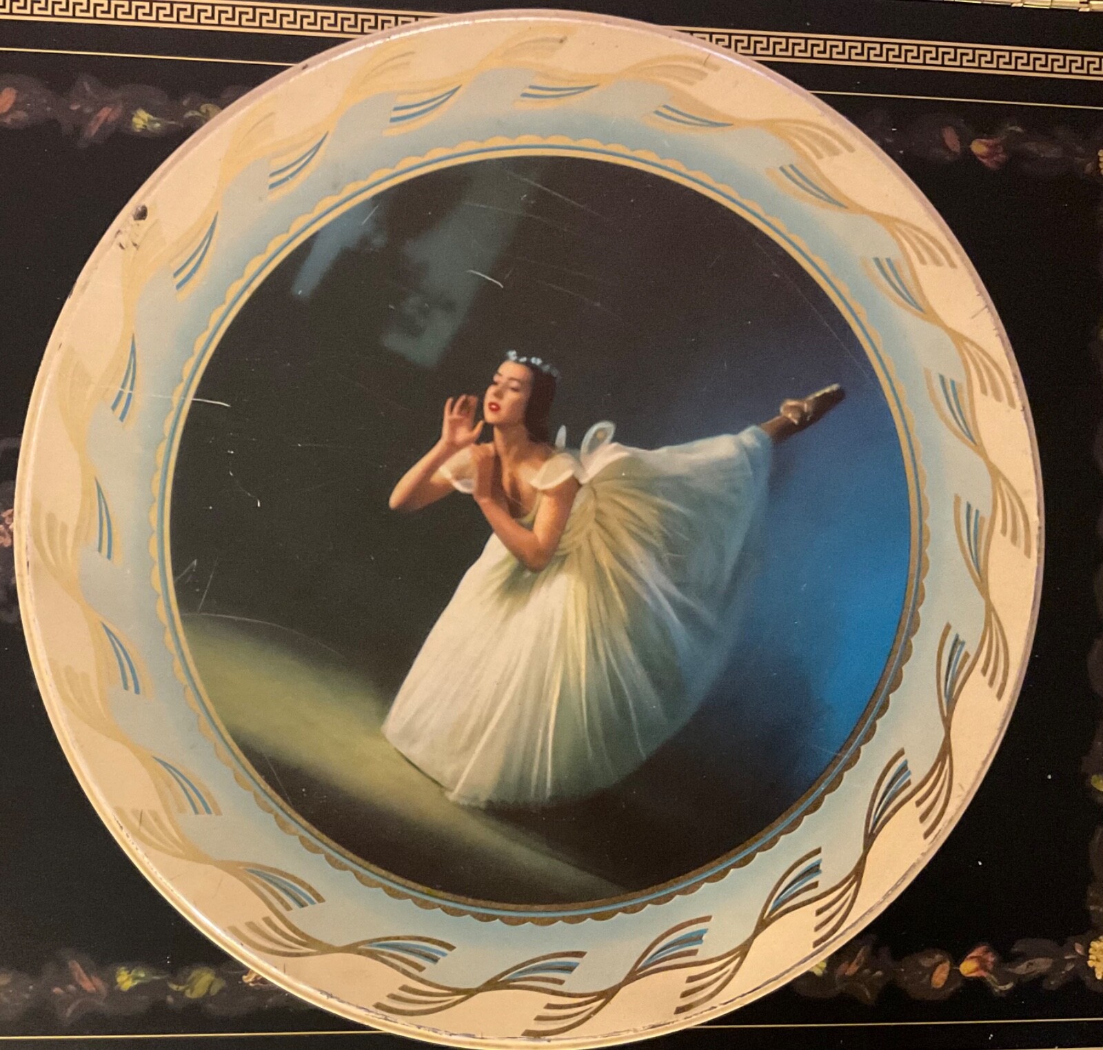 Vintage Jacob & Co Ballerina Biscuit Candy Tin Rare Empty Round 8” X 4” England