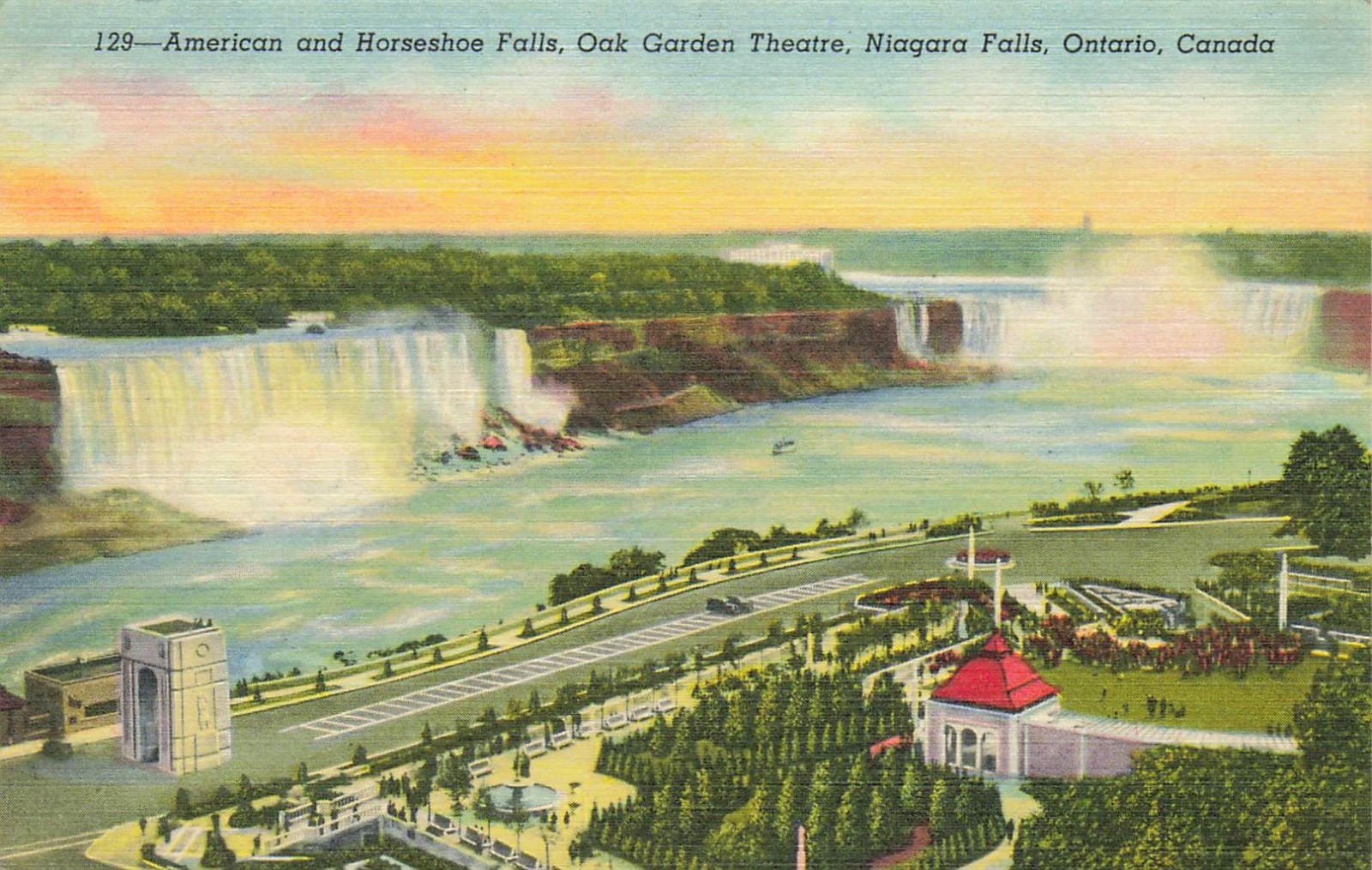 American & Horseshoe Falls Niagara Falls Ontario Canada Linen Cancel Postcard American & Horseshoe Falls Niagara Falls Ontario Canada Linen Cancel Postcard