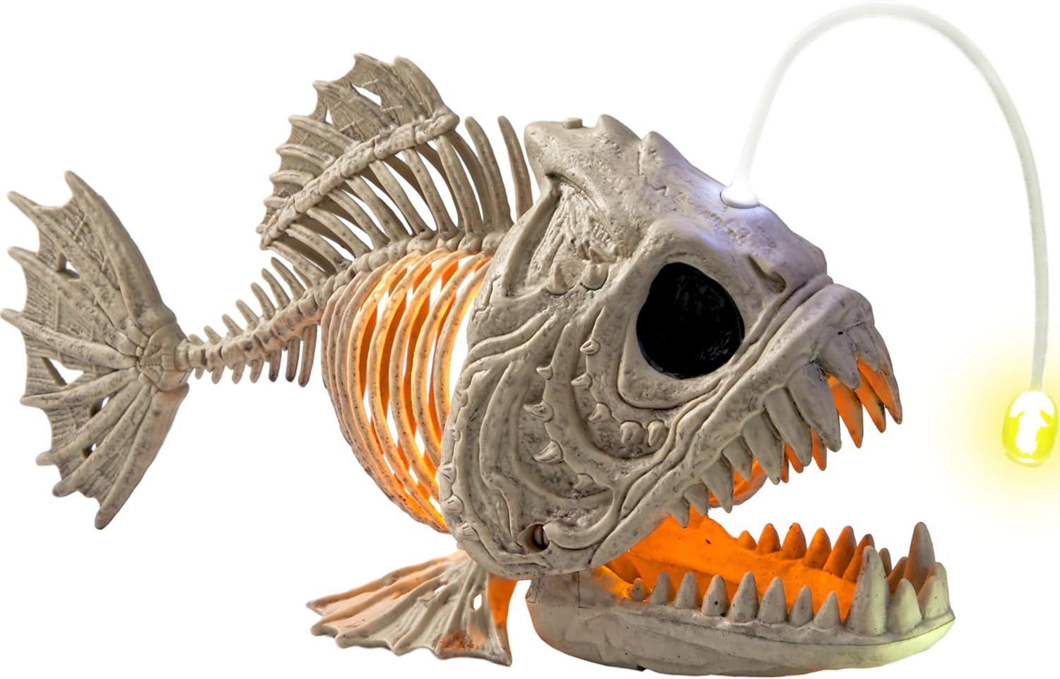 Halloween Skeleton Lantern Fish with LED Eye Plastic Bones for Halloween Decorat