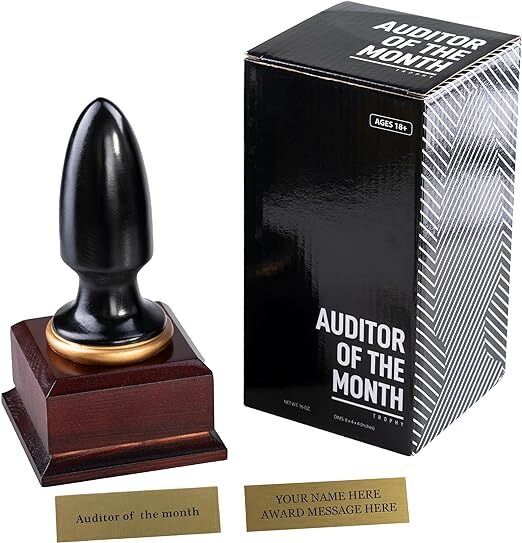Auditor of The Month Plug Throphy Customizable Plaque Funny Halloween Prop Gift