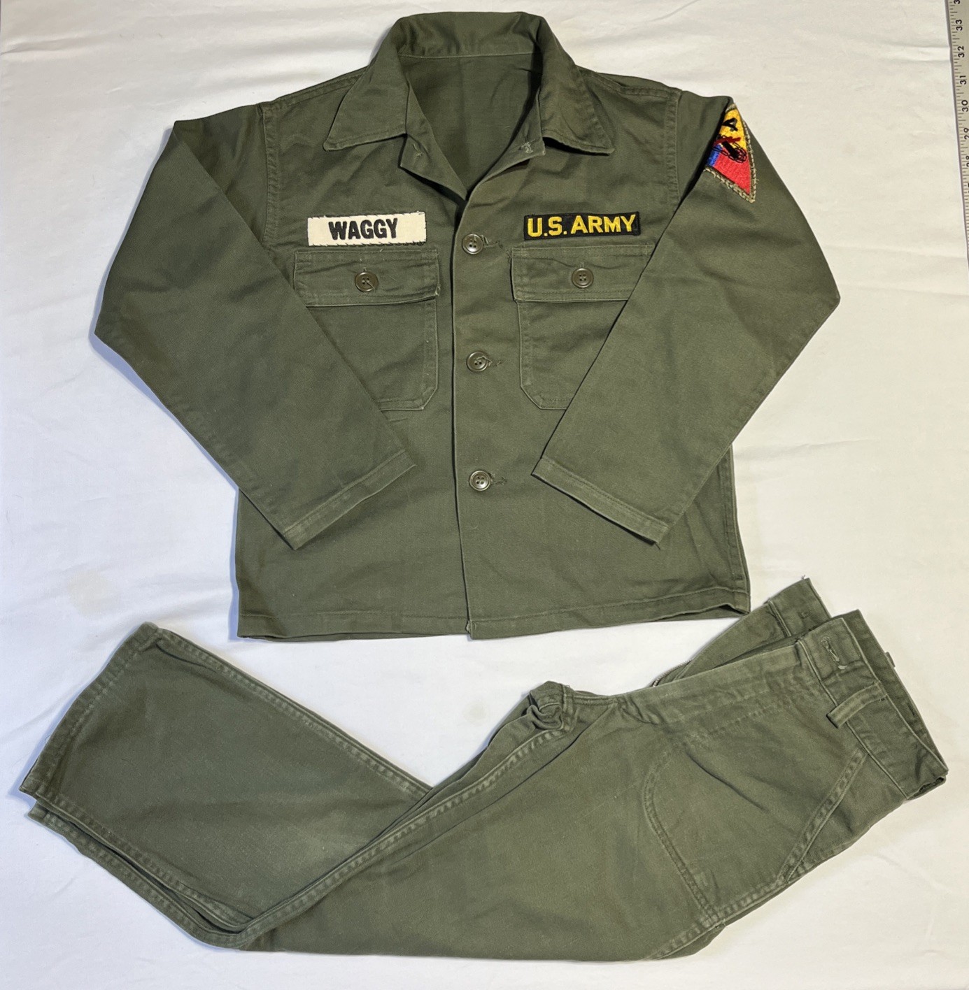 VTG 1940s Kids Youth Small Size Military US Army Uniform Halloween Costume NICE