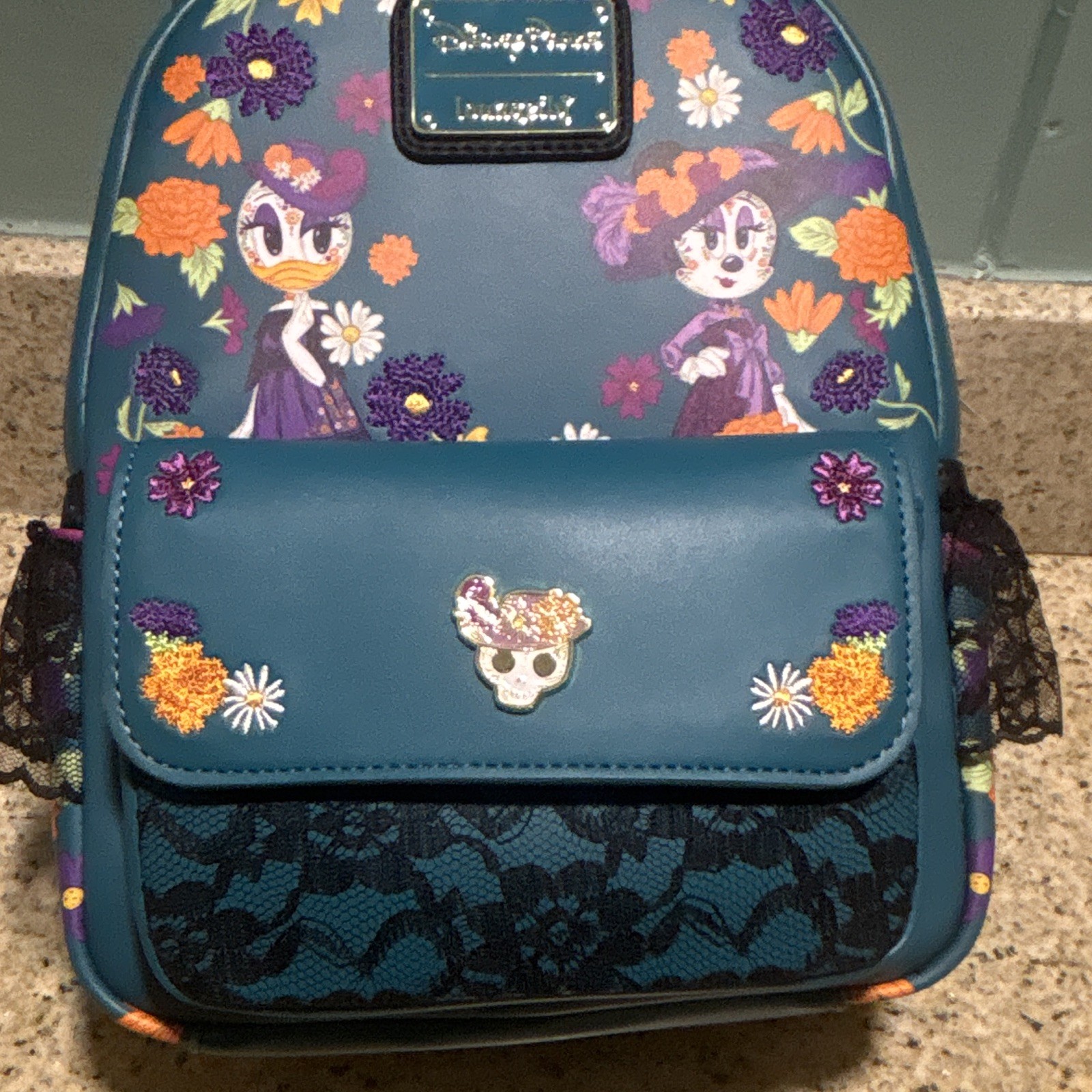 Loungefly Disney Minnie Mouse & Daisy Duck Blue Floral Mini Backpack Bag
