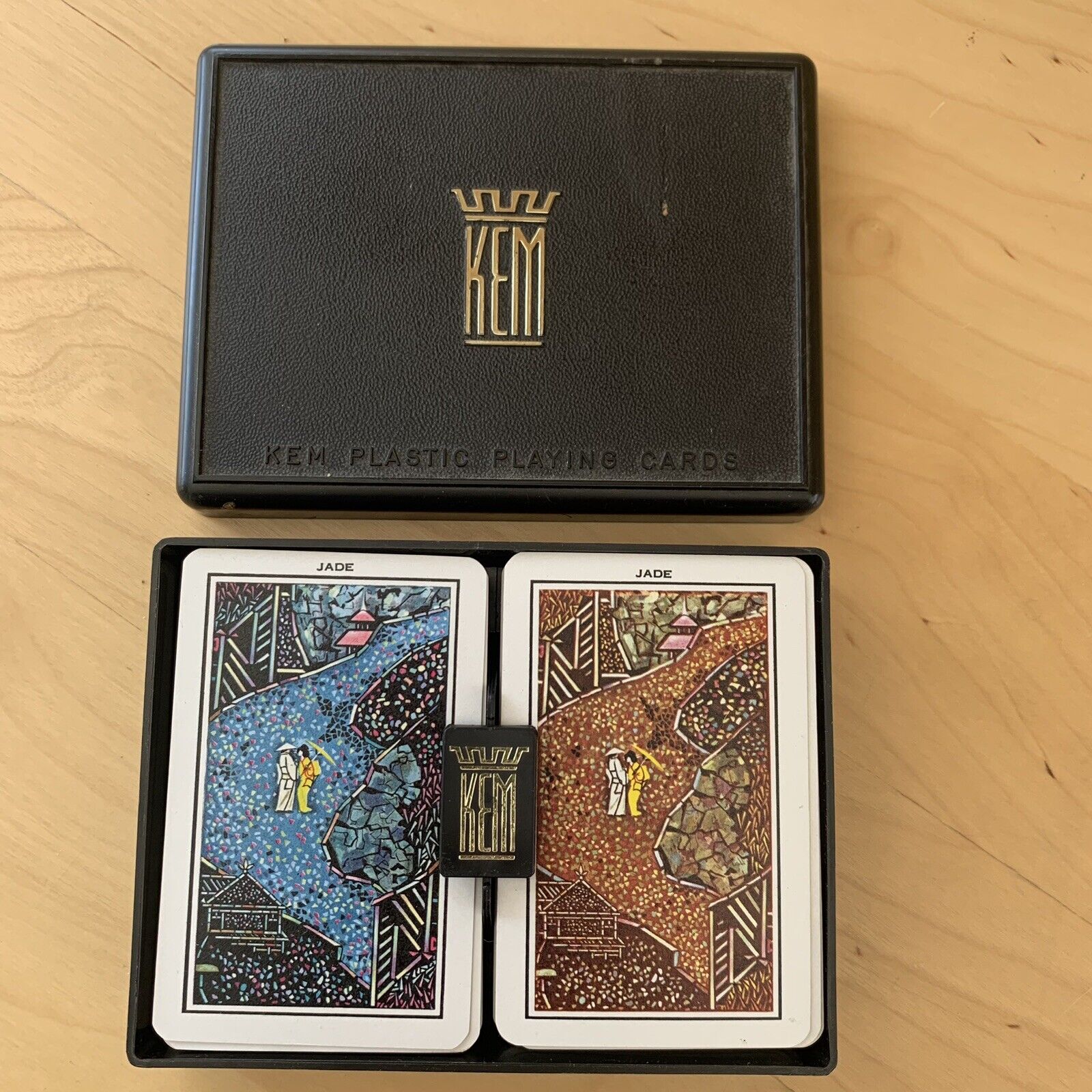 Vintage KEM Plastic Playing Cards Jade Canasta Poker Bridge 2 Decks Double Deck