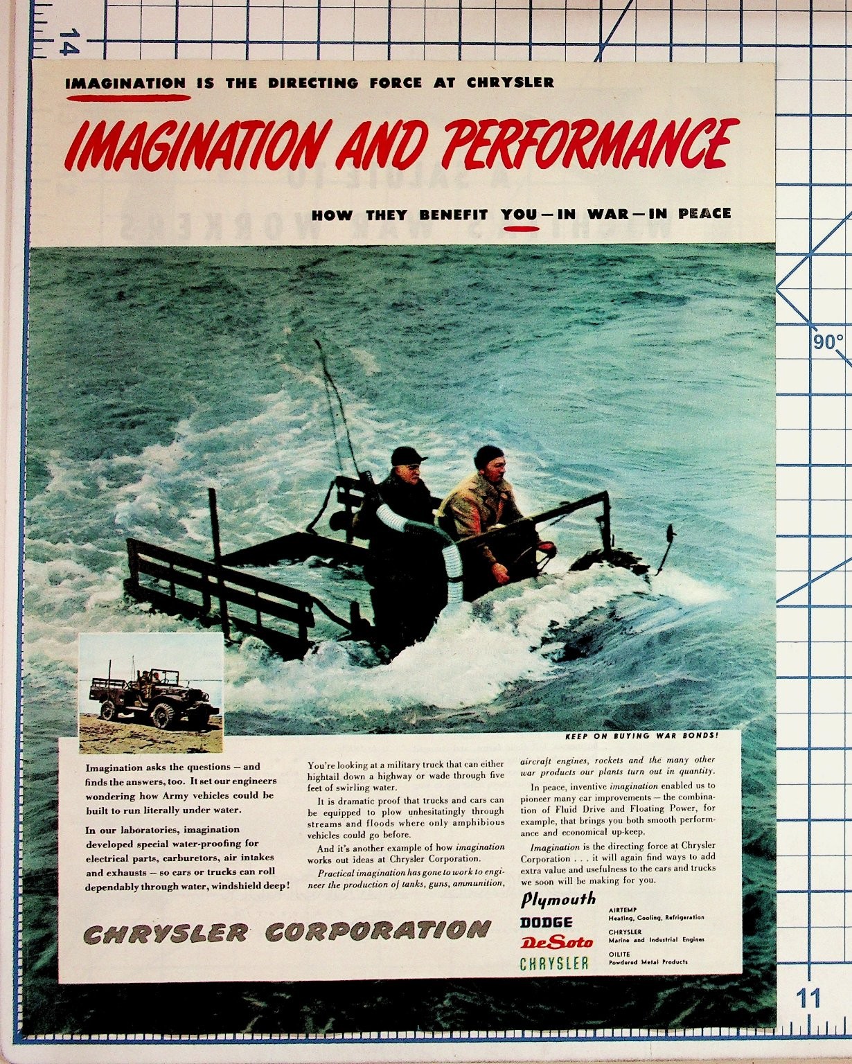 WWII Chrysler Magazine Ad Military Truck Jeep Water Performance War Bonds WWII Chrysler Magazine Ad Military Truck Jeep Water Performance War Bonds