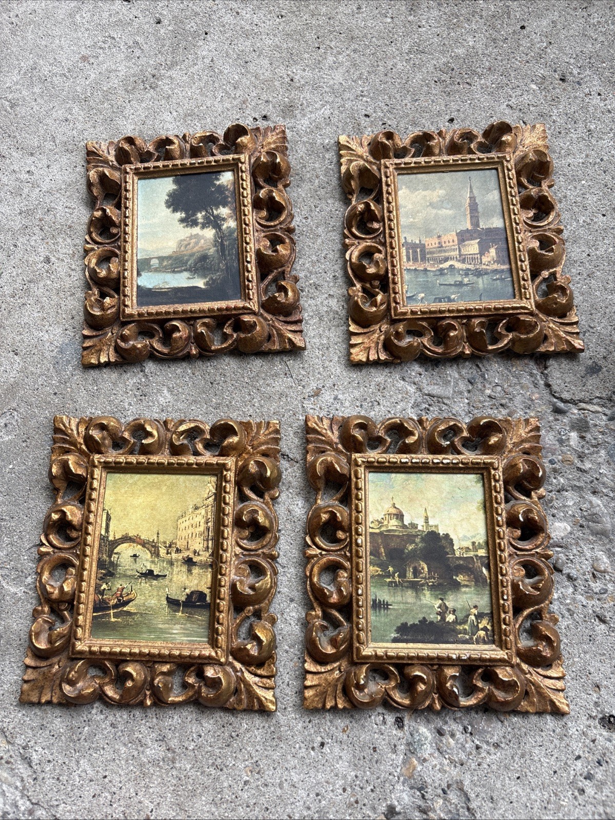 MCM Vintage Turner Mfg (?) Venice Scenes  Framed Antonio Visentini Prints Framed