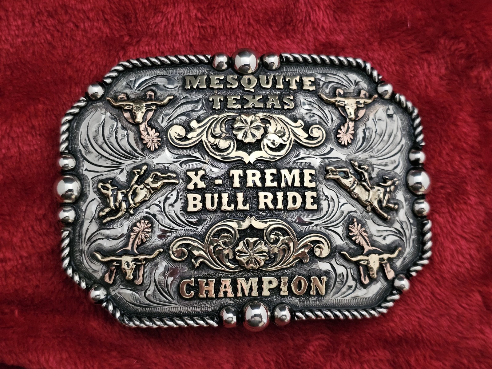 Bull Riding RODEO☆X~TREME☆MESQUITE TEXAS☆CHAMPION TROPHY BUCKLE☆Rare☆T86