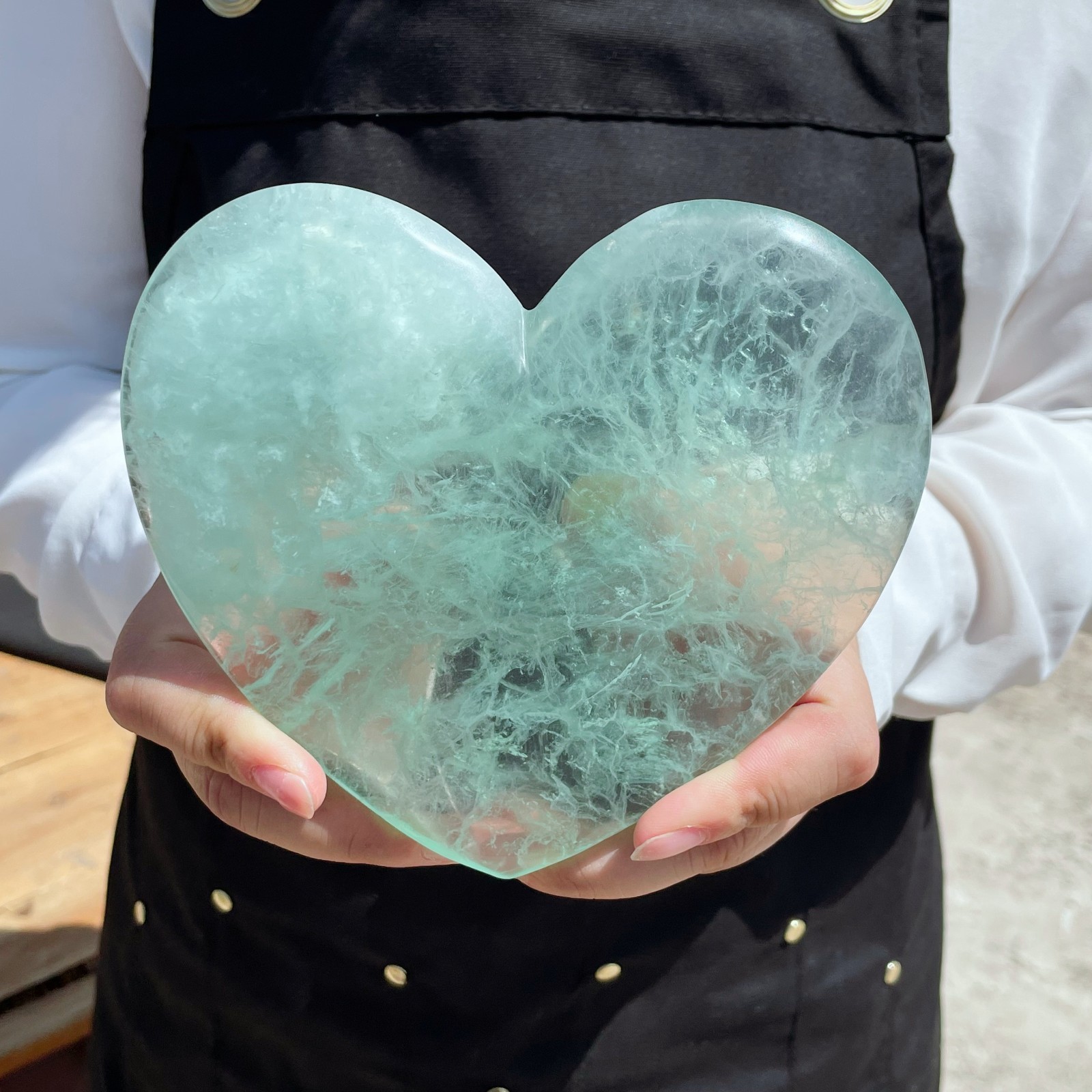 1.85LB natural fluorite quartz heart crystal mineral specimen healing G5907