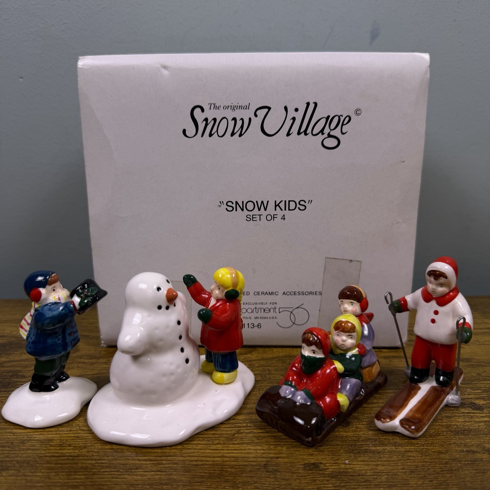 Department 56 Original Snow Village Snow Kids Set Of 4 5113-6 With Box Complete