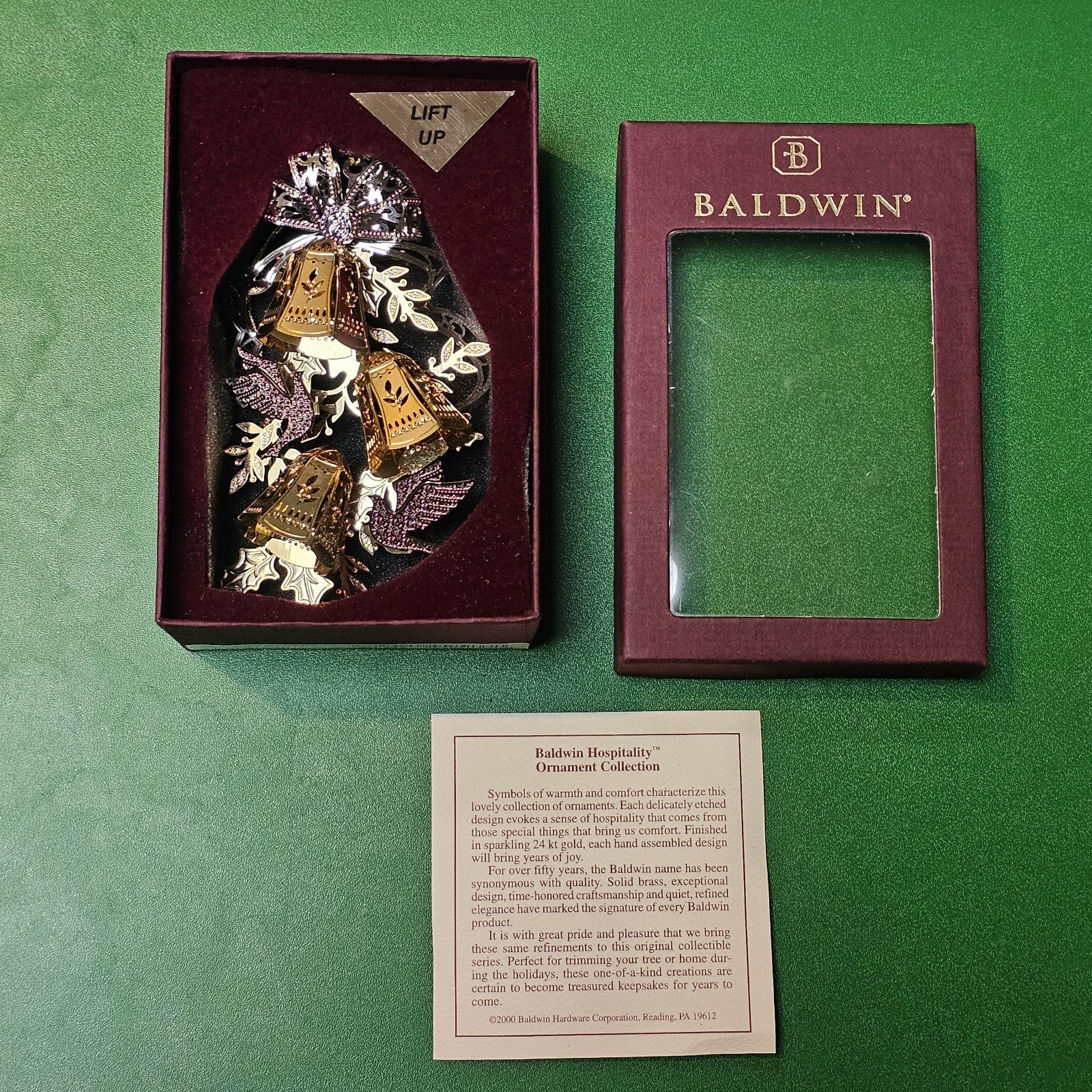 Vintage Baldwin 24kt Gold Finished Brass Stacked Bells Christmas Ornament Vintage Baldwin 24kt Gold Finished Brass Stacked Bells Christmas Ornament