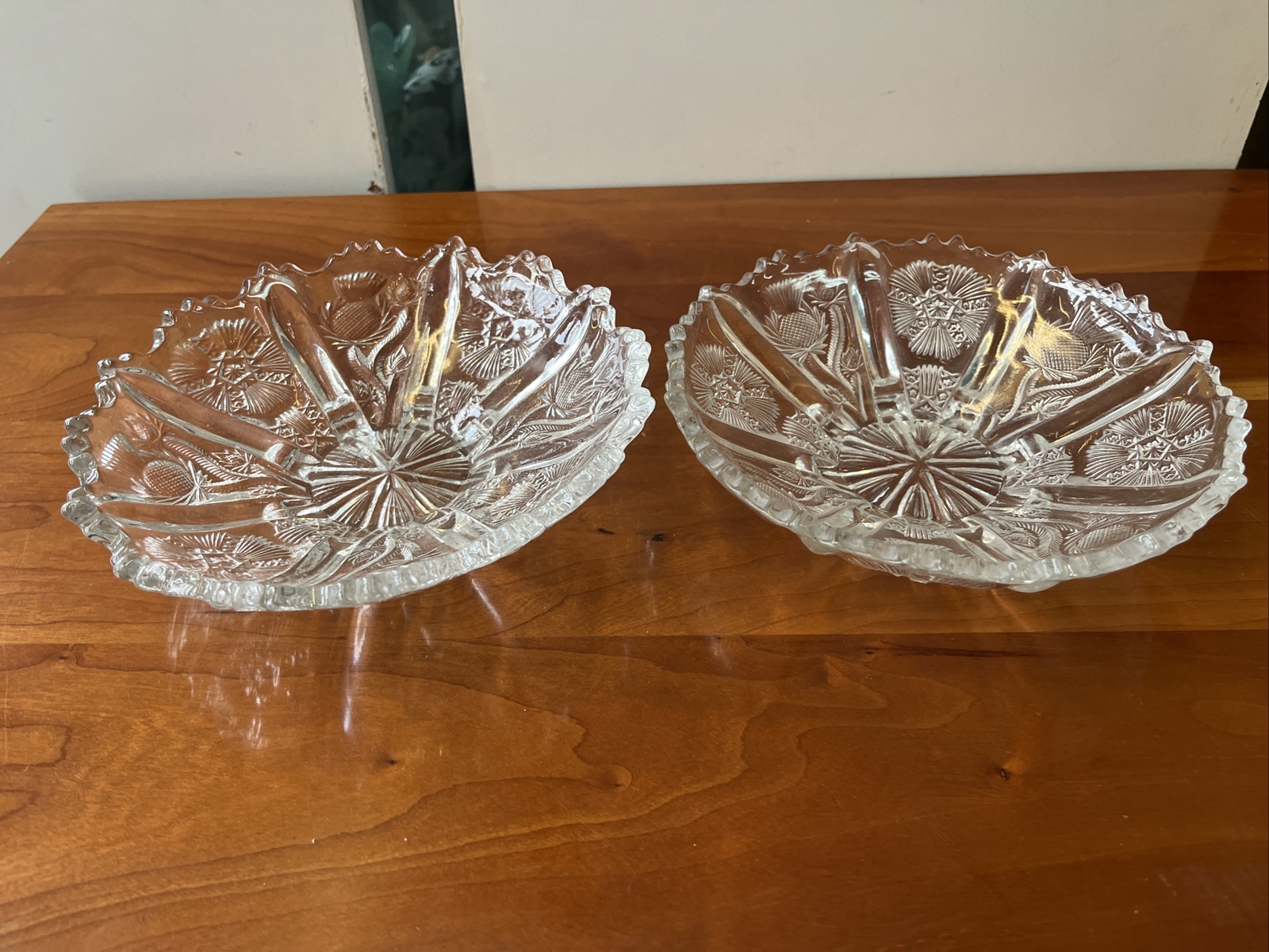 vintage antique Victorian 1900s thistle pair floral flower dishes trinket trays