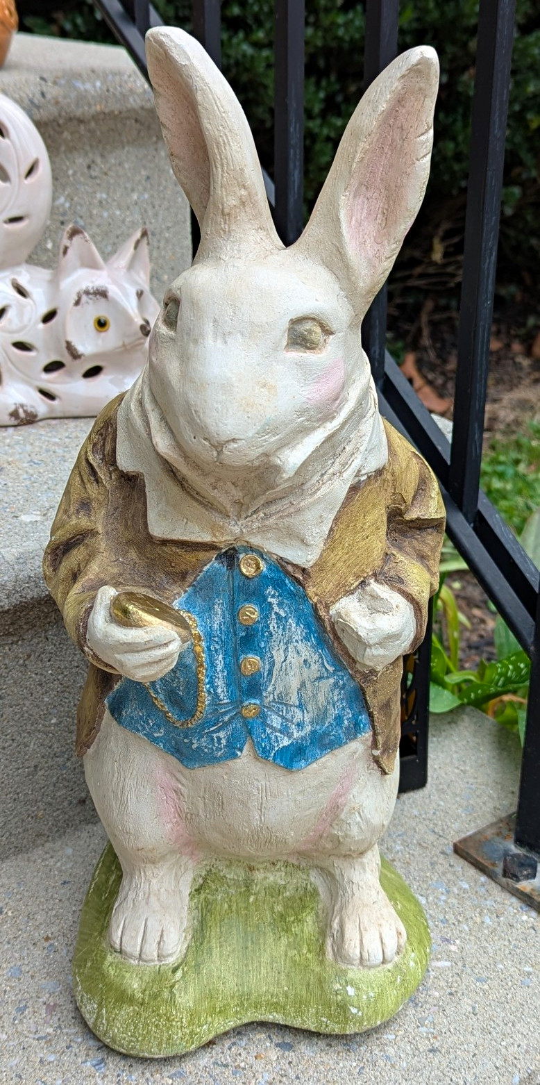 Vtg \'98 White Rabbit Garden Statue Alice in Wonderland House Parts Inc R Shipman