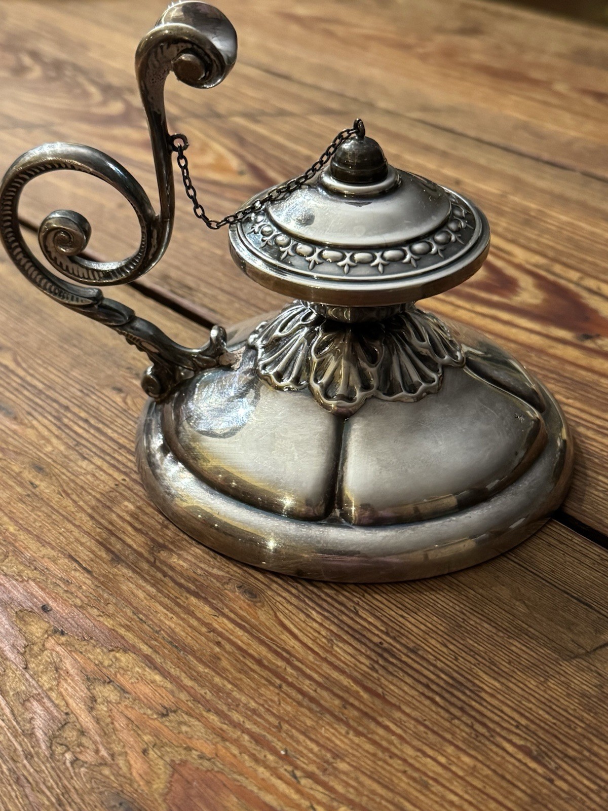 Antique French? Spanish? Hallmarked Ornate Silver Plate Cognac Brandy Warmer