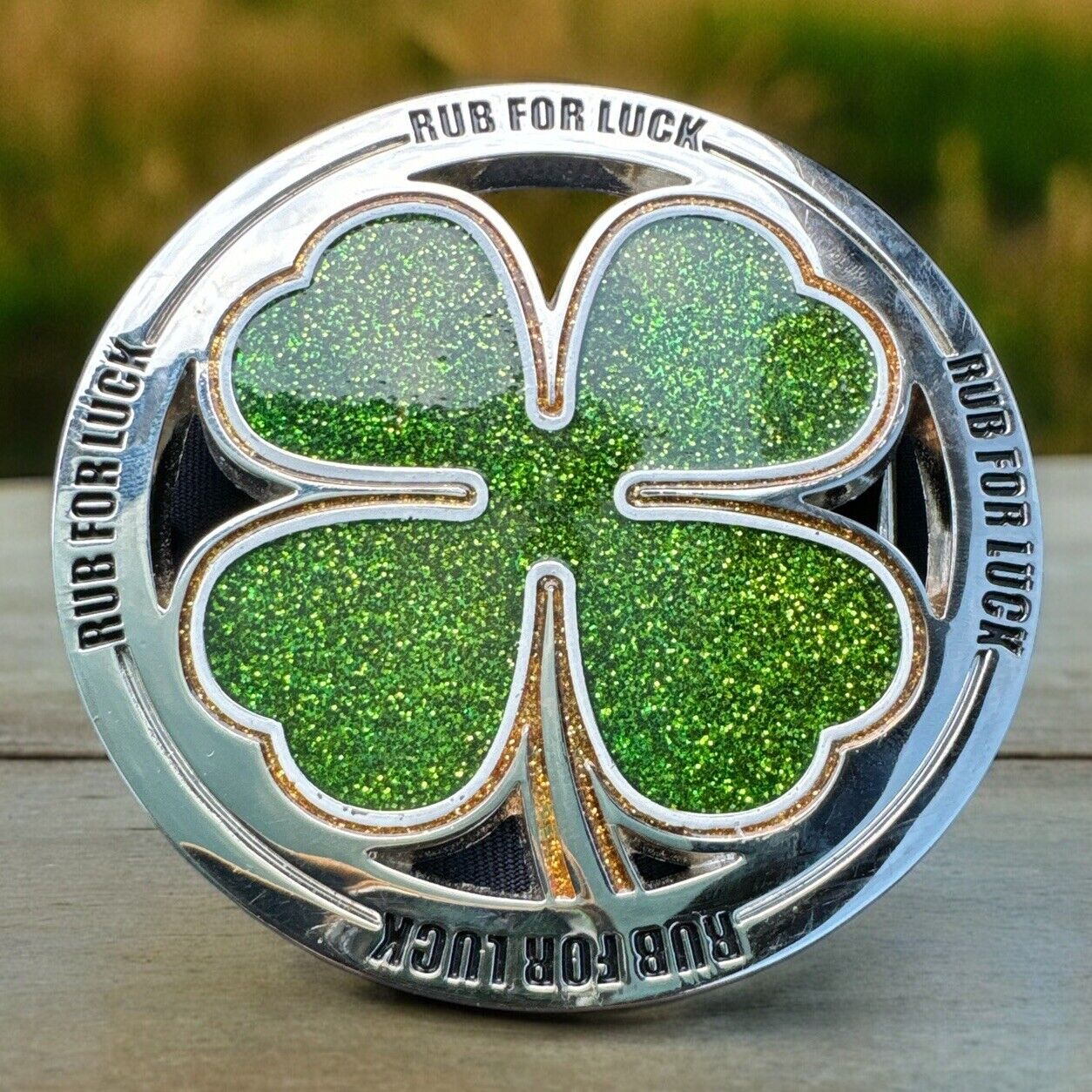 Irish Shamrock 3” Belt Buckle Rub For Luck Clover St. Patrick Day