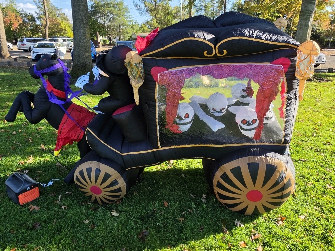 Gemmy Halloween Airblown Inflatable Carriage Hearse 12ft Vintage Skeleton Horse Gemmy Halloween Airblown Inflatable Carriage Hearse 12ft Vintage Skeleton Horse