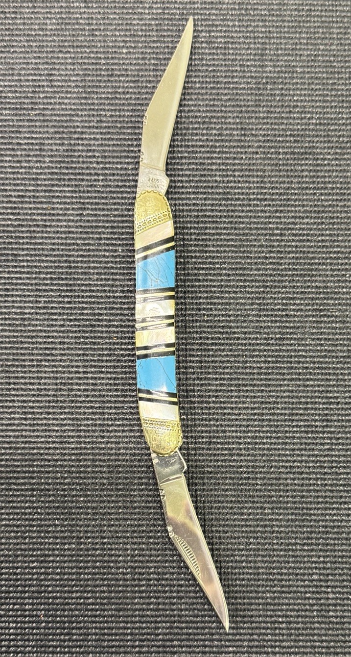 Cherokee Cutlery 2 Blade Congress Pocket Knife Turquoise Pearl Inlay