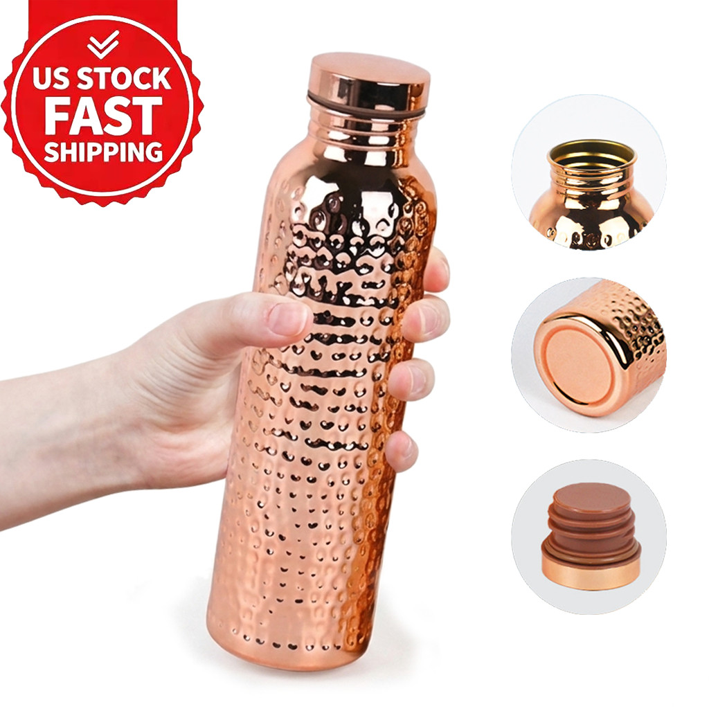 27oz Copper Water Bottle Handmade Hammered Finish Joint Free BPA Ayurvedic