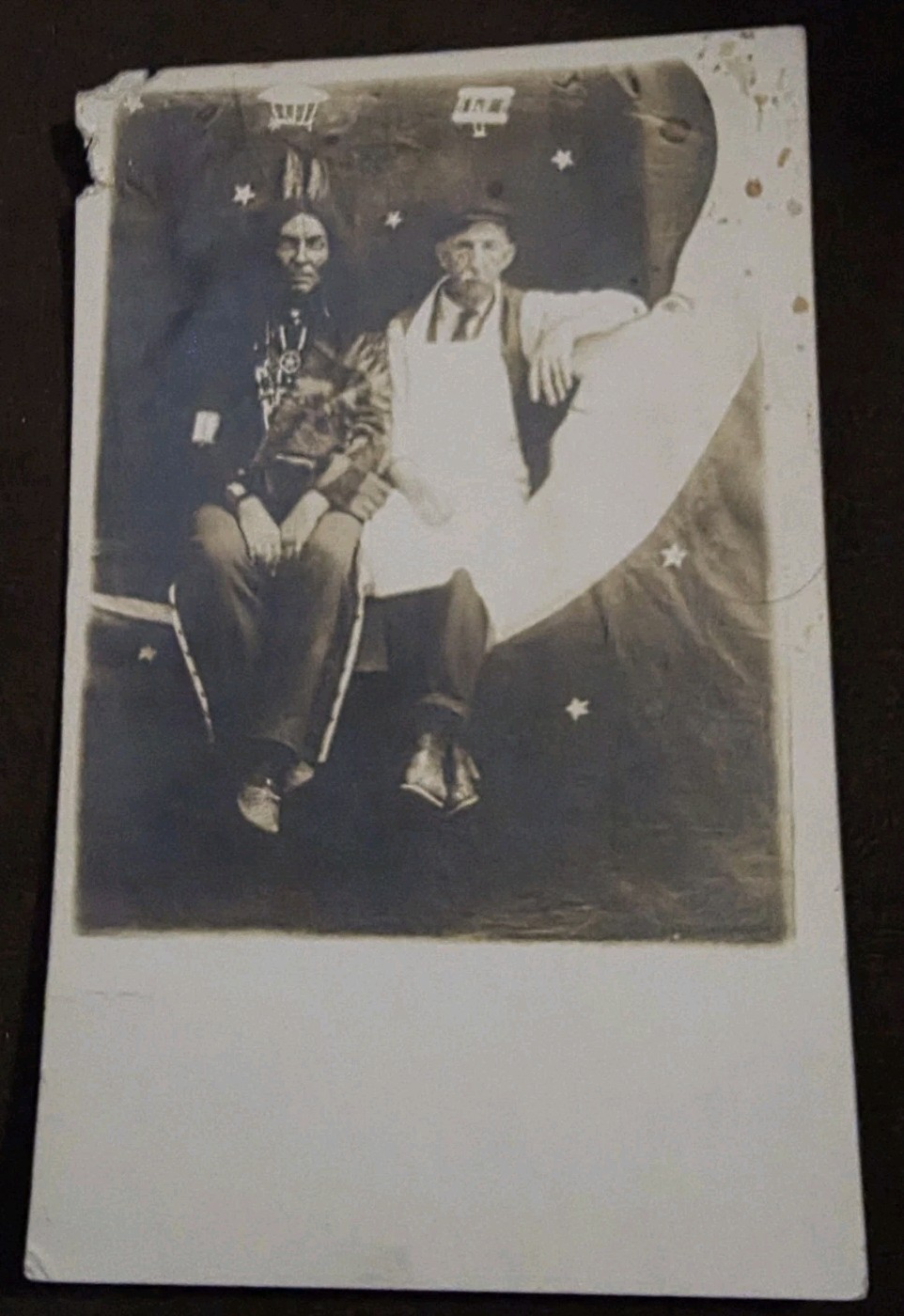 Rare Early 1900s Antique Paper Moon Native American Indian Postcards RPPC