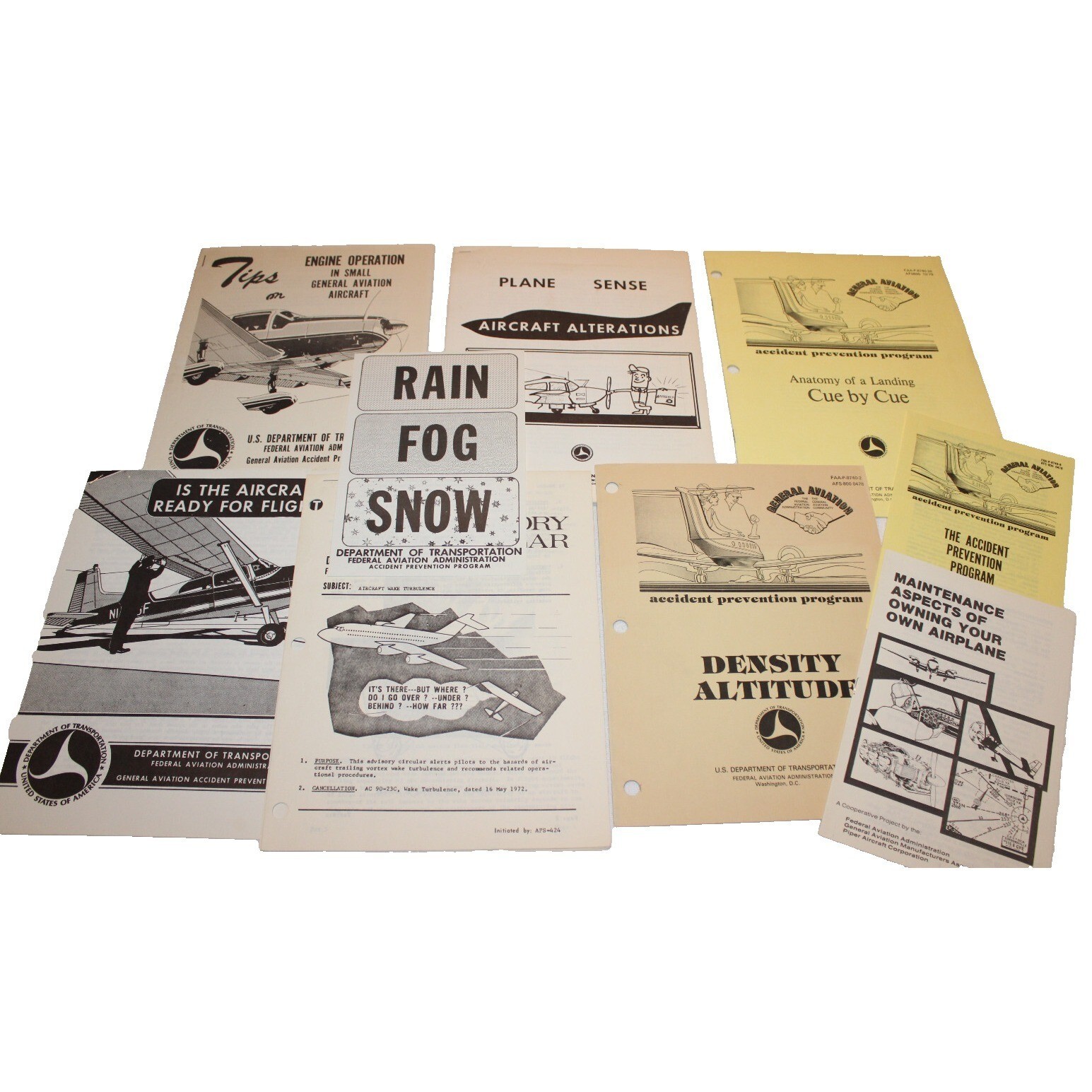 VTG 1970s General Aviation Private Aircraft Airplane booklets pamphlets lot of 9