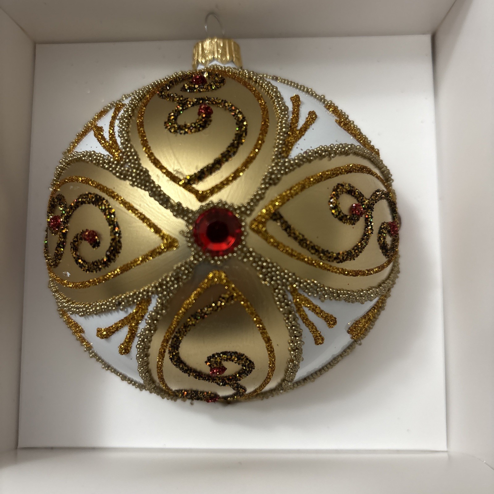 VITBIS HANDMADE in POLAND BEAUTIFUL 3.5” ORNAMENT Glitter Red Jewels Christmas VITBIS HANDMADE in POLAND BEAUTIFUL 3.5” ORNAMENT Glitter Red Jewels Christmas