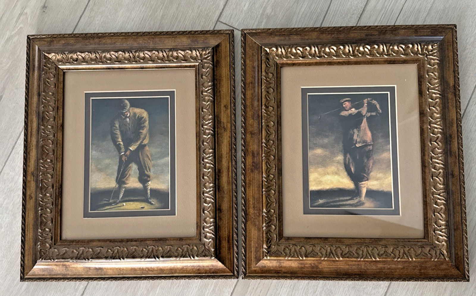 Vintage Golf Framed Pictures Set of 2