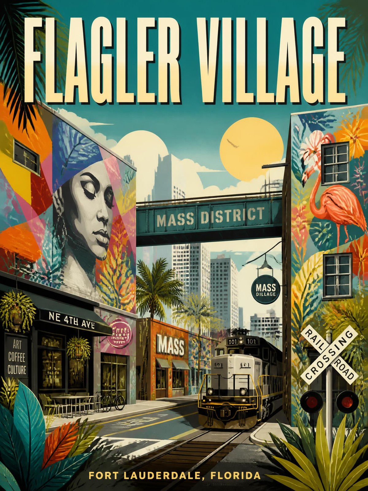 Fort Lauderdale Flagler Village Poster Wall Art Print Ultra-HD
