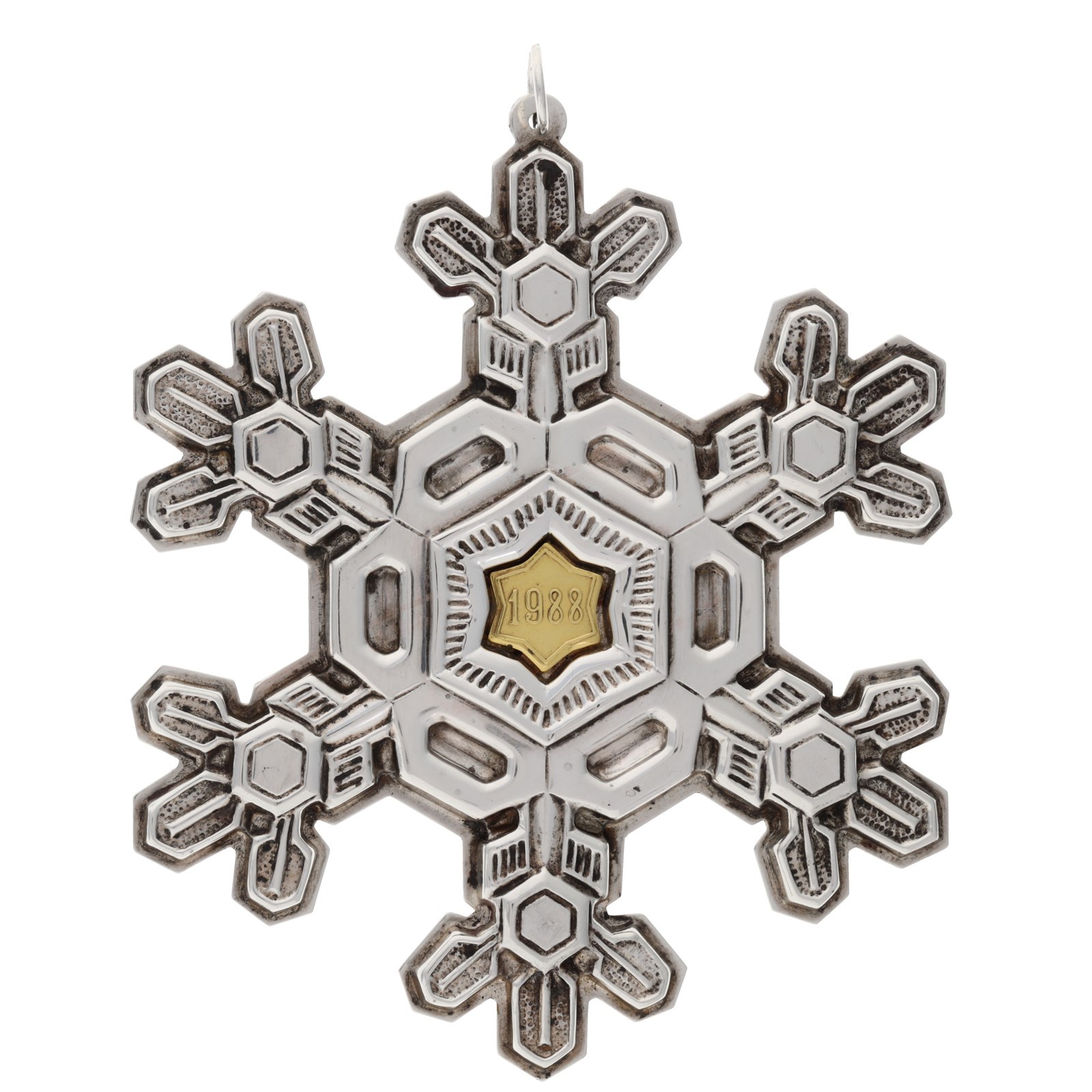 Gorham 1988 Sterling Silver Gold Christmas Ornament Snowflake 925 Vintage Decor